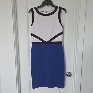 Calvin Klein Black, White, and Blue Dress